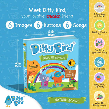 Ditty Bird Musical Books For Toddlers | Fun Children'S Nursery Rhyme Book | Rain, Rain, Go Away Book With Sound | Interactive Toddler Books For 1 Year Old To 3 Year Olds | Sturdy Baby Sound Books
