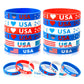 Junebrushs 24Pcs 4Th Of July Party Favors Silicone Bracelets Usa American Flag Red White And Blue Rubber Wristbands For Patrioti