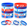 Junebrushs 24Pcs 4Th Of July Party Favors Silicone Bracelets Usa American Flag Red White And Blue Rubber Wristbands For Patrioti