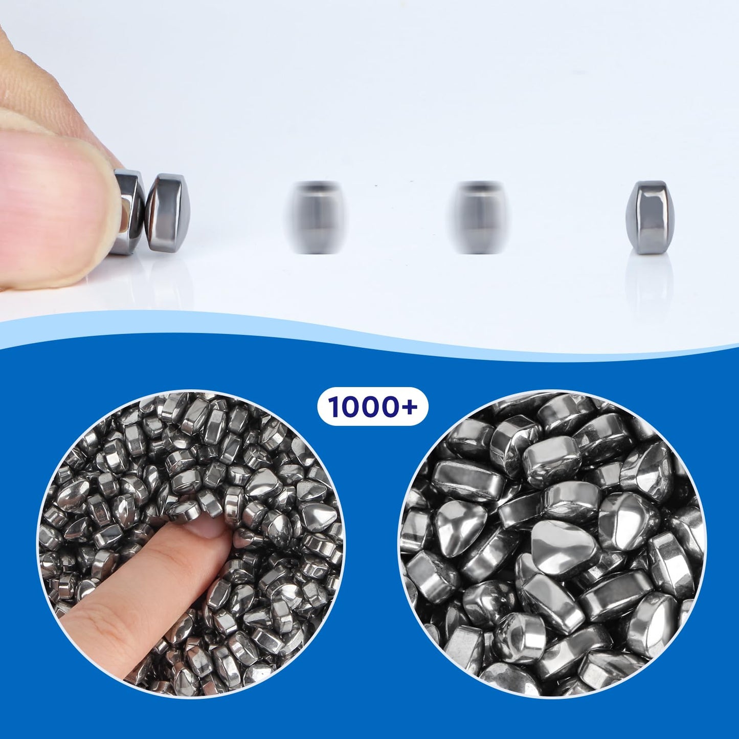 Dyrdm Fidget Ferrite Putty,Silver Over 1000 Smooth Ferrite Stones,Satisfying Irregular Ferrite Rocks, Fidget Gift Desk Toys For