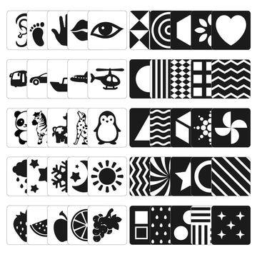 Zazzykid Baby Visual Stimulation Flash Cards: 50 Pages Black And White High Contrast Baby Cards 0-3 Months Newborn Sensory And Brain Development Toys