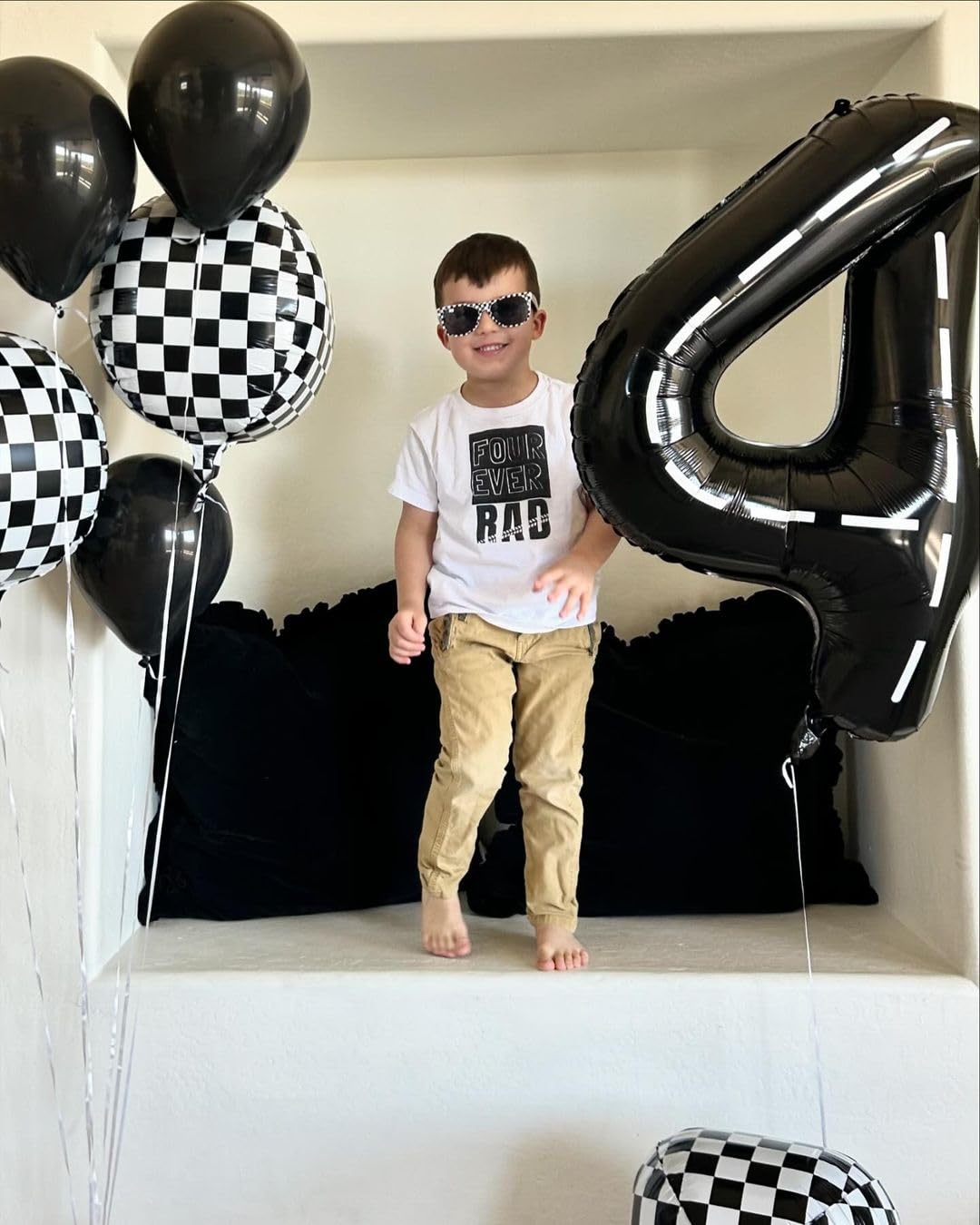 Race Car 8 Balloon, Number Balloons 40 Inch, 8Th Black Birthday Decorations For Boys, Racing Party Decorations Birthday Balloons