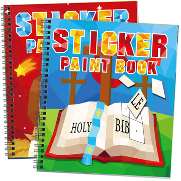 Tbeej 2Pcs Bible Crafts For Kids Ages 4-8 Sticker Paint Books Airplane Activities Includes Christian Jesus Angel Adam&Eve And Mo
