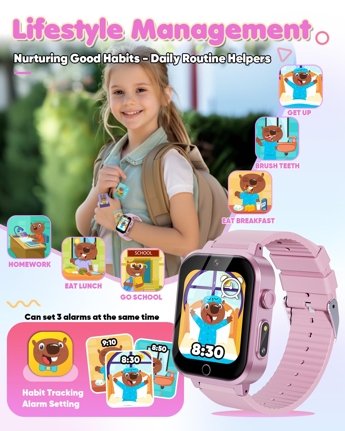 Smart Watch For Kids Toys For Ages 5-7,Ziegoal Dual Camera Kids Watches For Girls Toys Age 6-8,Christmas Birthday Gifts For 7 8 9 Year Old Girls,Kids Watch Learn Card Video Players Toys For Girls 8-10