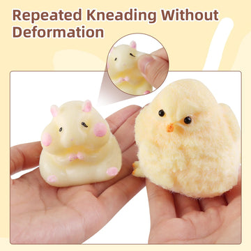 2pcs Squishy Hamster Toy,Chick Squeeze Toys,Cute Squishy Hamster Fidget Toy, Realistic Chick Toys,Stress Relief Gift for Adults