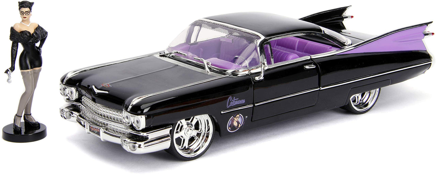 DC Comics Bombshells Catwoman & 1959 Cadillac Die-cast Car, 1:24 Scale Vehicle & 2.75 Collectible Figurine 100% Metal