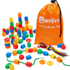Bmtoys Lacing Beads For Kids - 70Pcs Threading Beads Occupational Therapy Toys For Kids Fine Motor Skills Developmental Activity Ot Toys