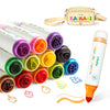 Ohuhu Stamper Washable Markers for Kids 12 Colors Water-based Dual Tips Stamp & Broad Line Tip Kids Markers Coloring Markers for