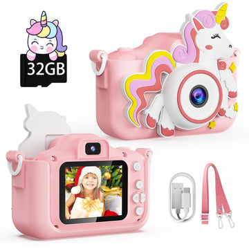 Kids Camera, Unicorn Toys Camera With Selfie 1080P Hd Video, Christmas Birthday Gifts For Girls, Toddler Digital Camera Toys Gif