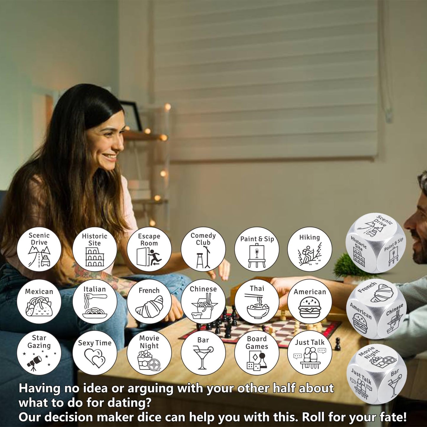 Food Decision Dice Decider for Couple,Date Night Dice