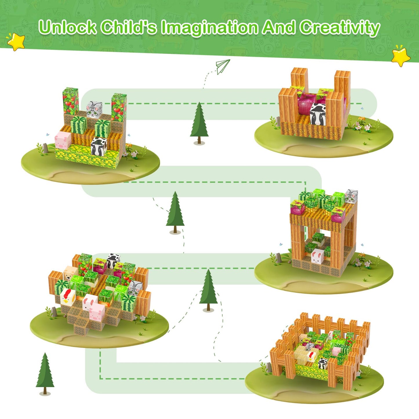 Aesgogo Magnetic Blocks, 97Pcs Magnetic Building Blocks Magnetic Tiles Stacking, Build Magnet Toys For Toddlers Kids 3+, Stem Montessori Sensory Birthday Gifts For Boys Girls Age 3 4 5 6 7 8