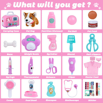 Gifts2U Pet Care Cage Play Set, Vet Clinic and Doctor Kit for Kids with Dress Up Costume, Doctor Medical Pretend Role Play Dog G