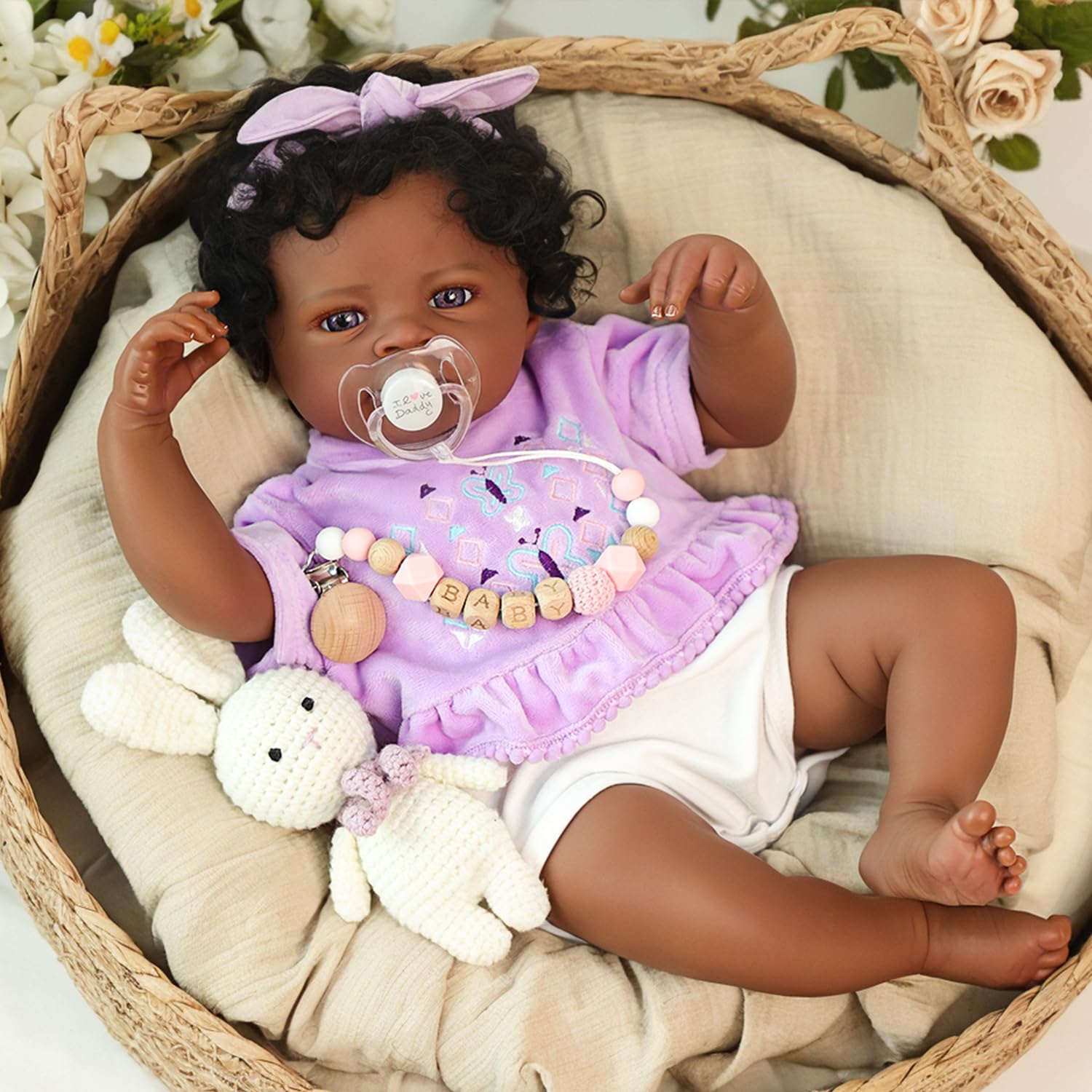 WOOROY Realistic Reborn Baby Dolls Black - 20-Inch African American Real Life Silicone Baby Doll with Soft Full Vinyl Body  Handmade Gift Toy with Doll Accessories for Kids Ages 3+