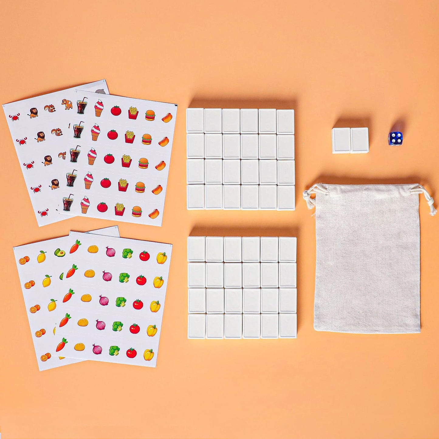 Gracias Mahjong Block Set, 50 Plastic Tiles (1.18   ) With Diy Stickers, Portable Mahjong Set With A Carry Bag, Mahjong Tile Gam