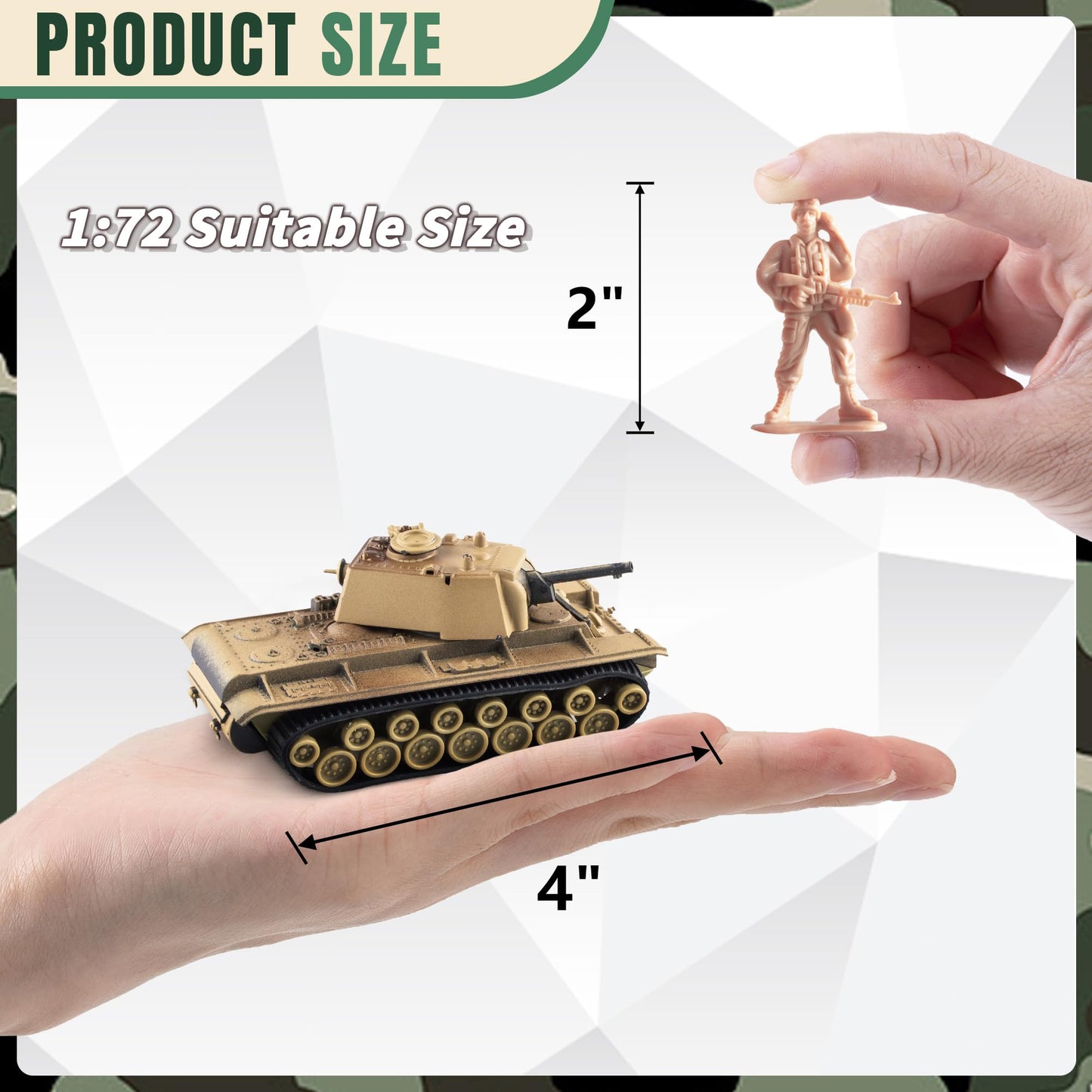 Maozyhomie Ww2 Army Tank And Army Men Toys Playset, 2Pc Us Tank-6 Models With 10Pc Toy Soldiers, Desert Tan And Olive Drab Green