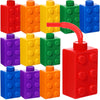 Sawysine 12 Set Building Blocks Cups 10 oz Blocks Reusable Party Favors Cup Plastic Colored Brick Drinking with Lids and Straws 