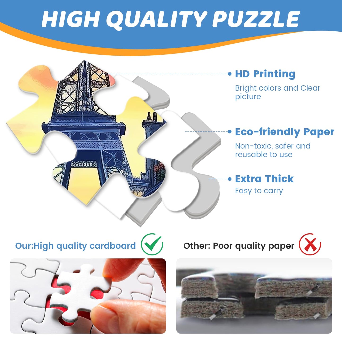 Puzzles 300 Pieces for mature-themeds | Eiffel Tower Jigsaw Puzzles | Recycled Cardboar Jigsaw Puzzles 300 Pieces | Challenging Family Activity Great Gift Idea for Family Friends | 20.5 X 15 inches