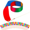 Hiunicorn 24 Pack Horizontal Rainbow Party Favors - Dance Ribbons For Kids Circus Carnival Rhythmic Gymnastics Birthday Party Decoration, Ribbon Baton Twirling Sticks Silks Streamers Wands For Girls