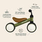 Retrospec Cricket Baby Walker Balance Bike, 4 Wheels, Olive Drab, Model 5350, Toddler Bicycle Toy for Ages 12-24 Months