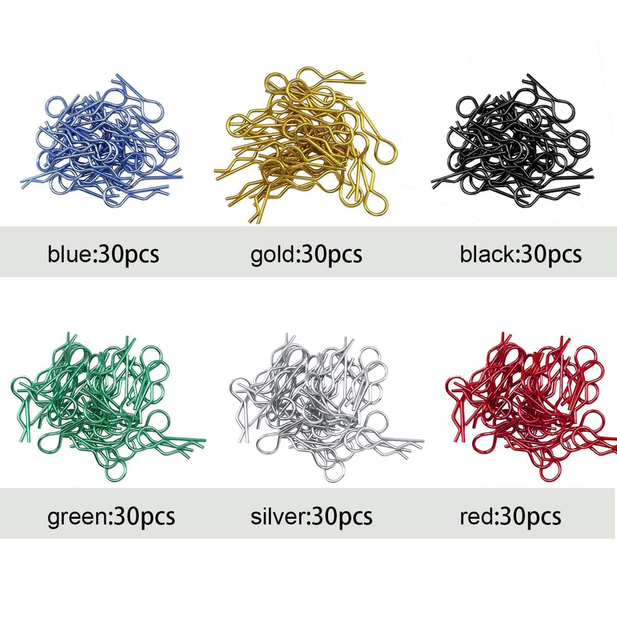 180pcs Universal RC Body Clips Car Clips Steel R Clips Stainless Steel for All 1/8 1/10 1/12 Scale Traxxas Redcat HPI Himoto HSP