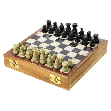 Stonkraft - 8' X 8' Chess Board With Wooden Base With Stone Inlaid & Stone Pieces Game Set