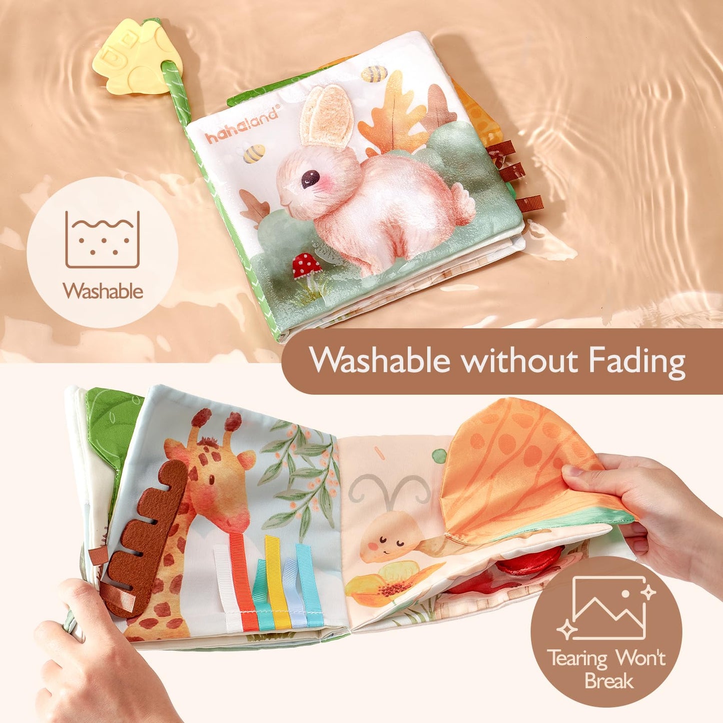 Hahaland Baby Books 0-6 Months, Tummy Time Sensory Baby Toys 6 To 12 Months Touch Feel Book Textured Crinkle Books Baby Shower G