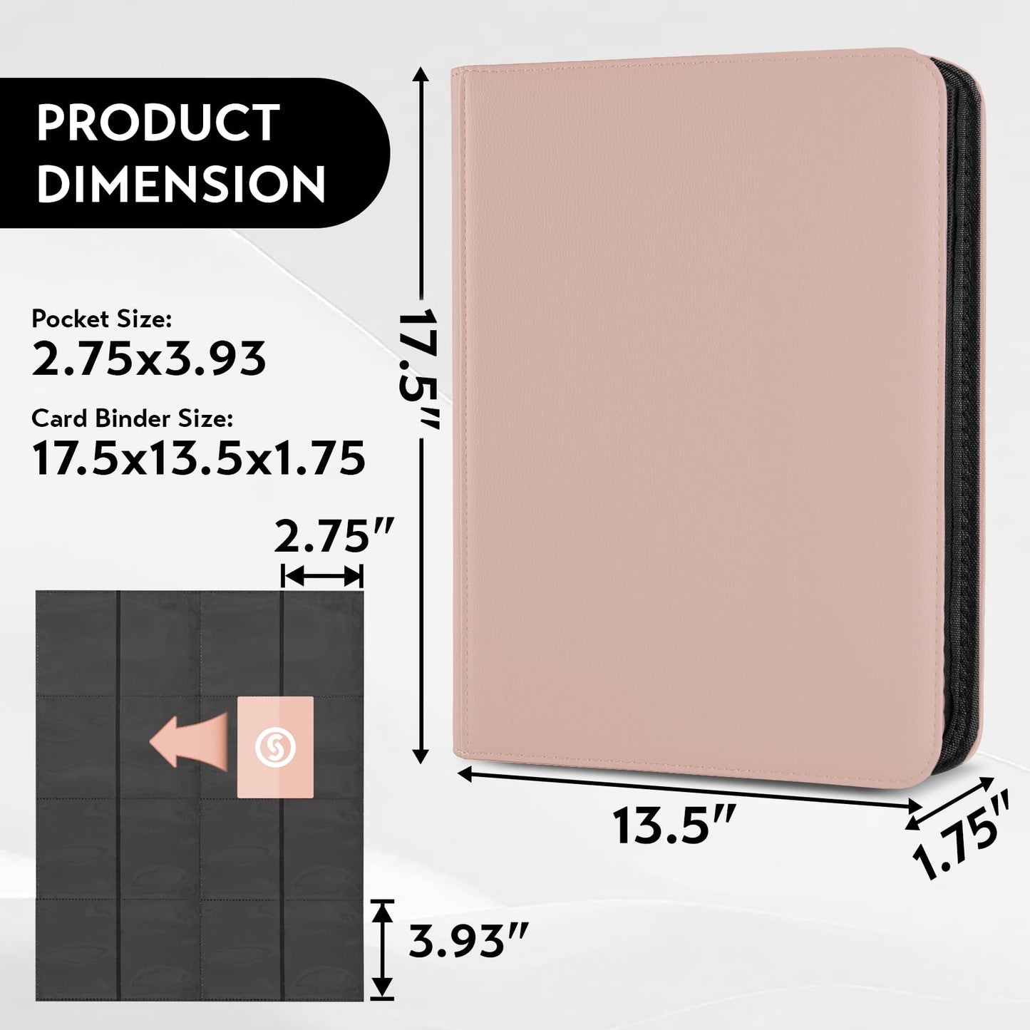 1000+ Pockets Trading Card Binder  enhanced 16 Pocket Card Binder  Ringless Side Loading Collection Album Holder Folders for MTG  TCG  Game Cards & Sports Cards (Pink)