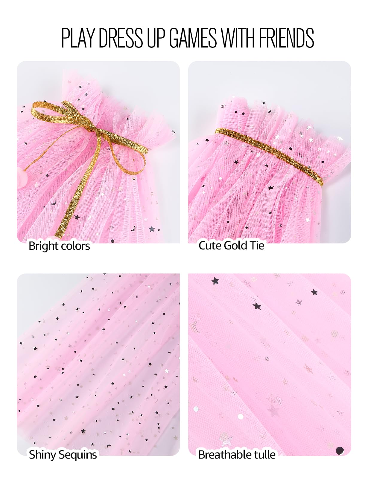 Sabbenia Princess Cape Girl'S Performance Role-Playing Girl'S Dress Up In Cloaks With Accessories(Pink)