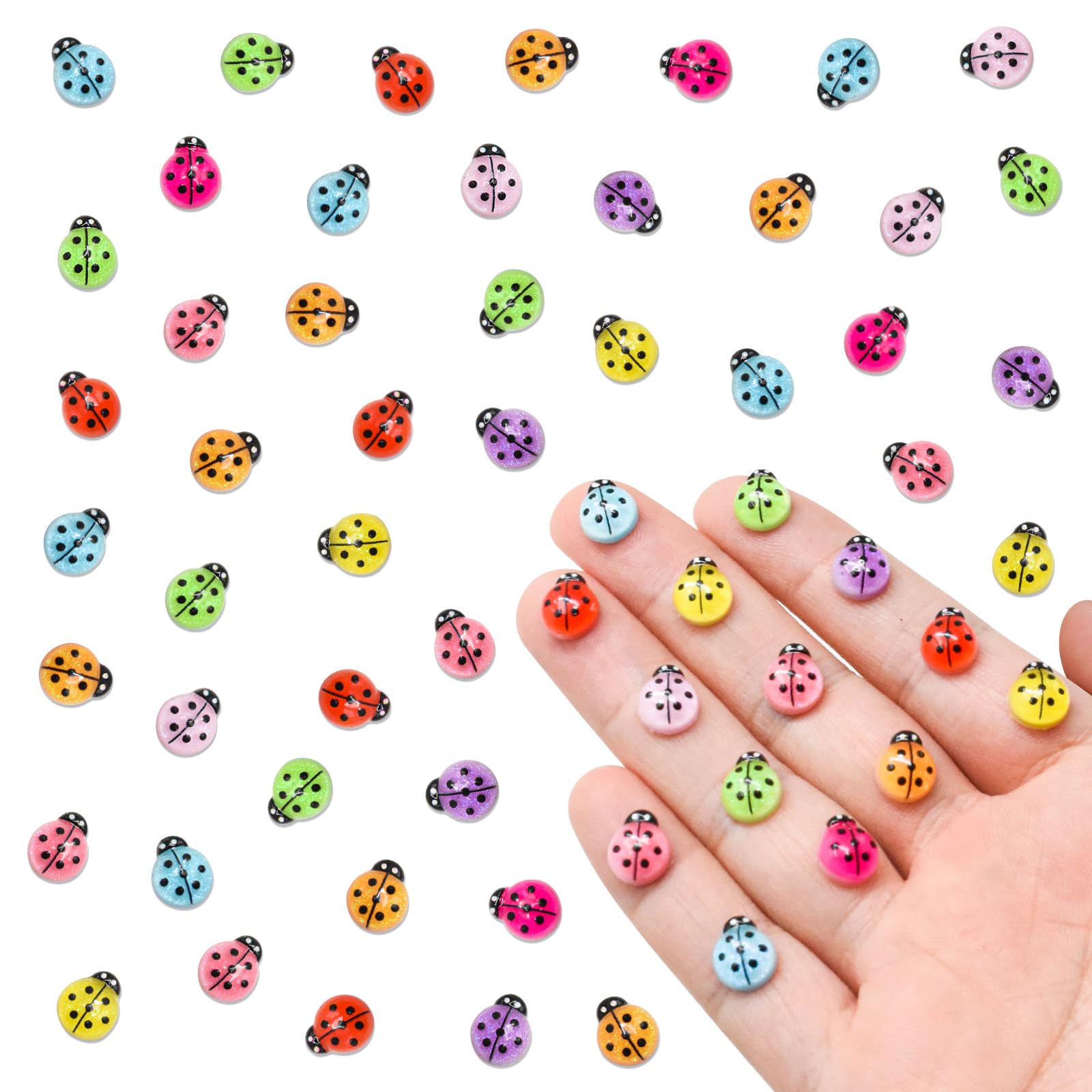 WOZADU 200 PCS Tiny Ladybug for Crafts Dollhouse Miniatures Things Luminous Mini Ladybug for Fairy Garden Micro Landscaping Decoration