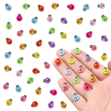 WOZADU 200 PCS Tiny Ladybug for Crafts Dollhouse Miniatures Things Luminous Mini Ladybug for Fairy Garden Micro Landscaping Decoration