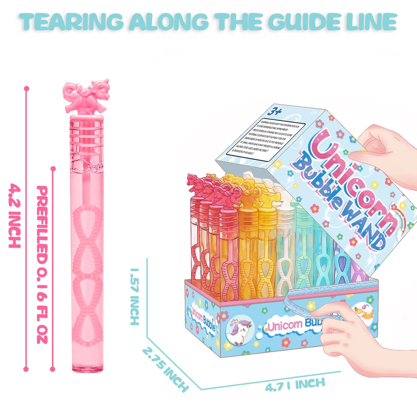 Cawiew 32 Piece Mini Unicorn Bubble Wand Set - Plastic Party Favors for Kids, Toddler Birthday Decor, Gift Box Included