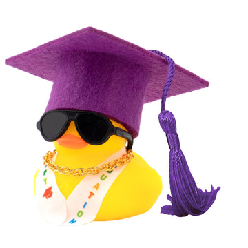 wonuu 2025 Car Dashboard Decorations Rubber Ducks, Car Ornament Ducky with Graduation Hat, Glasses, Necklace, Sash, for Doctor, 