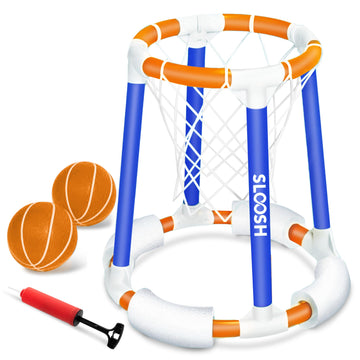 Sloosh Pool Basketball Hoop Toys, Floating Basketball Pool Game, Swimming Floats Toys With Balls Pump, Summer Outdoor Water Play Toy For Kids And Adults (Blue Orange)