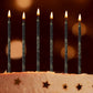 Nuanchu 24 Pieces Black Gold Birthday Cake Candles Long Thin Cupcake Candles Metallic Cake Toppers Candles for Birthday Wedding 