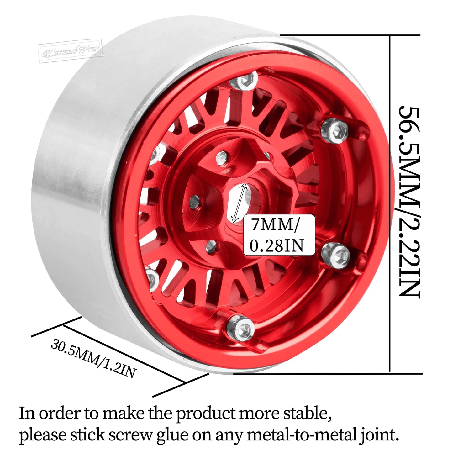 RCarmubWow RC 1.9'' Beadlock Wheels 1.9 Beadlock Rims for 1/10 SCX10 90046 AX103007 TRX4 TRX6 Gen7 8 D90 VS4-10 MST CFX RC Crawl