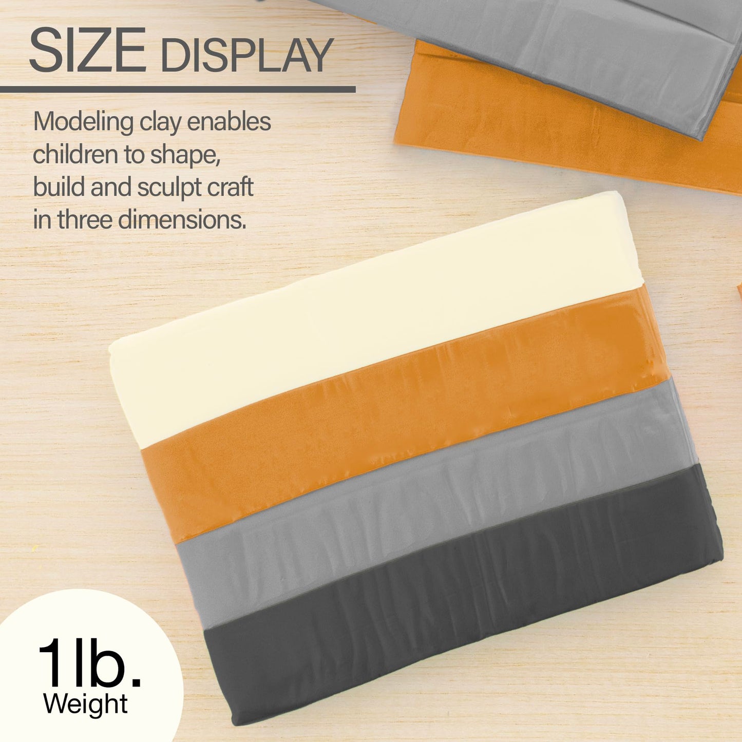 BAZIC Products Modeling Clay Natural Earth Color 1 LB, Modeling Dough Non Toxic Gift for Artist Kids, Bulk for Classroom, 4-Pack