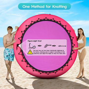 CALOBANA 8ft Round Inflatable Dock, Heavy Duty Water Hammock Floating Ring Island Platform Lake Raft for Adults Party Tanning Po