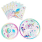 Wernnsai Unicorn Party Plates And Napkins - Rainbow Unicorn Party Supplies For Girls Disposable Dinner Dessert Plates Napkins Tableware Set Serves 16 Guests 48 Pcs