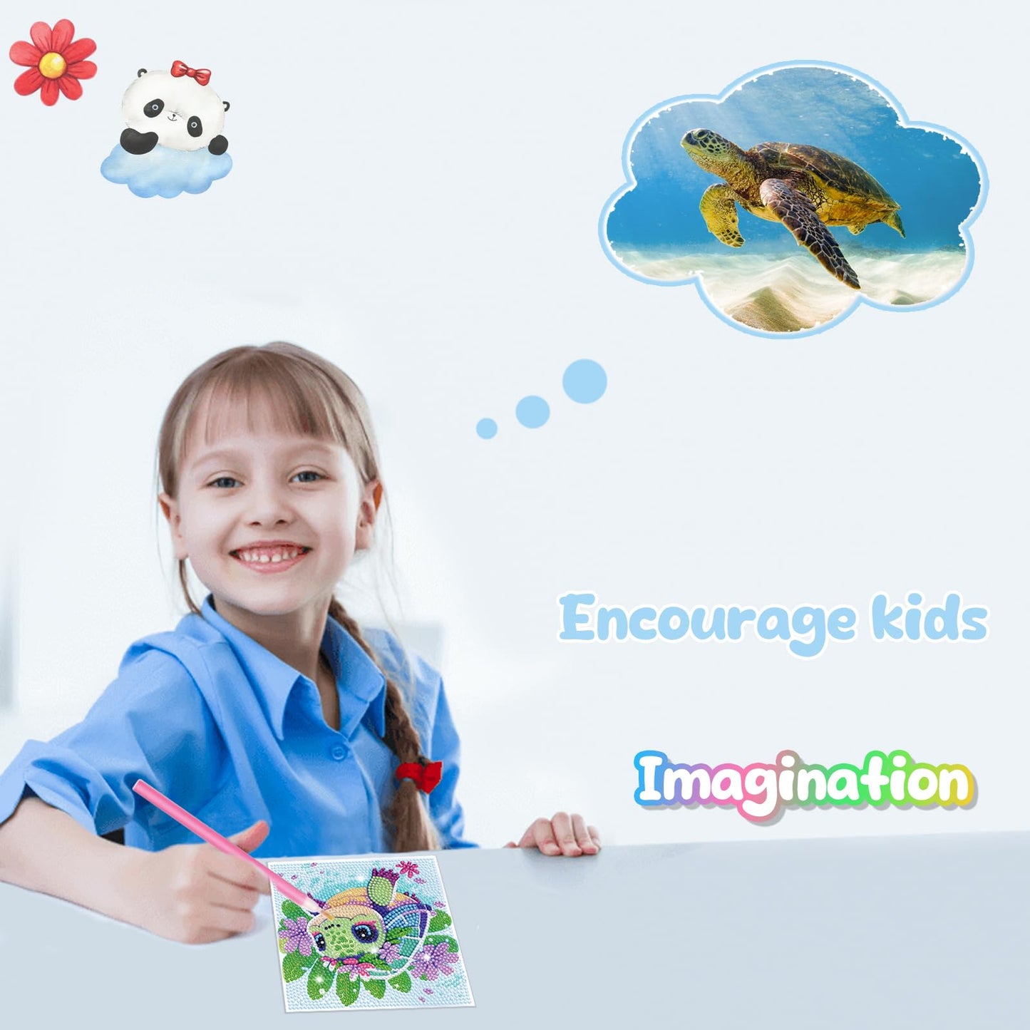 4 Pack Cartoon Diamond Art Kits for Kids, Crafts for Girls 8-12 Arts and Crafts for Kids Ages 4-8, 5D Cute Animals Diamond Art P