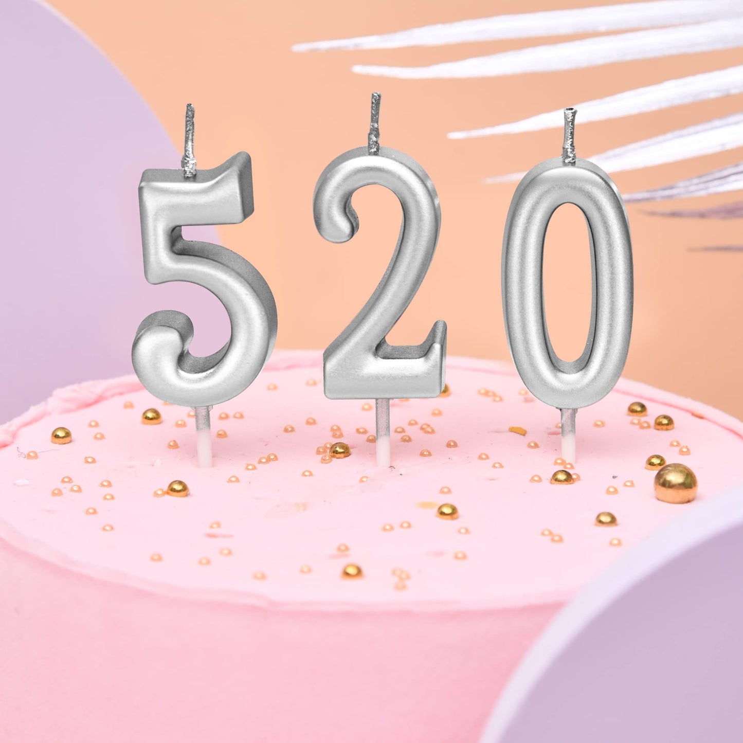 PHD CAKE 10-Pieces Silver Numeral Birthday Candles, Cake Numeral Candles Number 0-9 Glitter Cake Topper Decoration for Birthday,