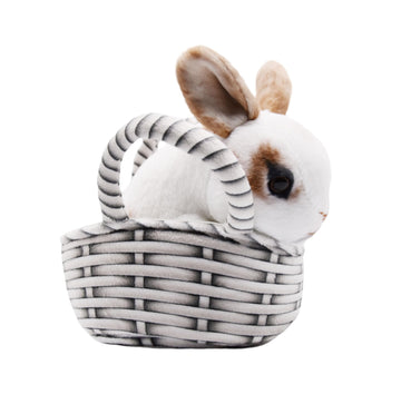 Yonlit Lifelike Plush Pet Bunny Basket Set Realistic Rabbit Stuffed Animal With A Suitable Fabric Pet Bag Cute And Funny Gift For Ester Present Or Stuff Collection 7 Inches (Brown)