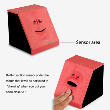 Hstyaig Face Coin Bank Money Eating Coin Bank Battery Powered Monkey Saving Box (Red)