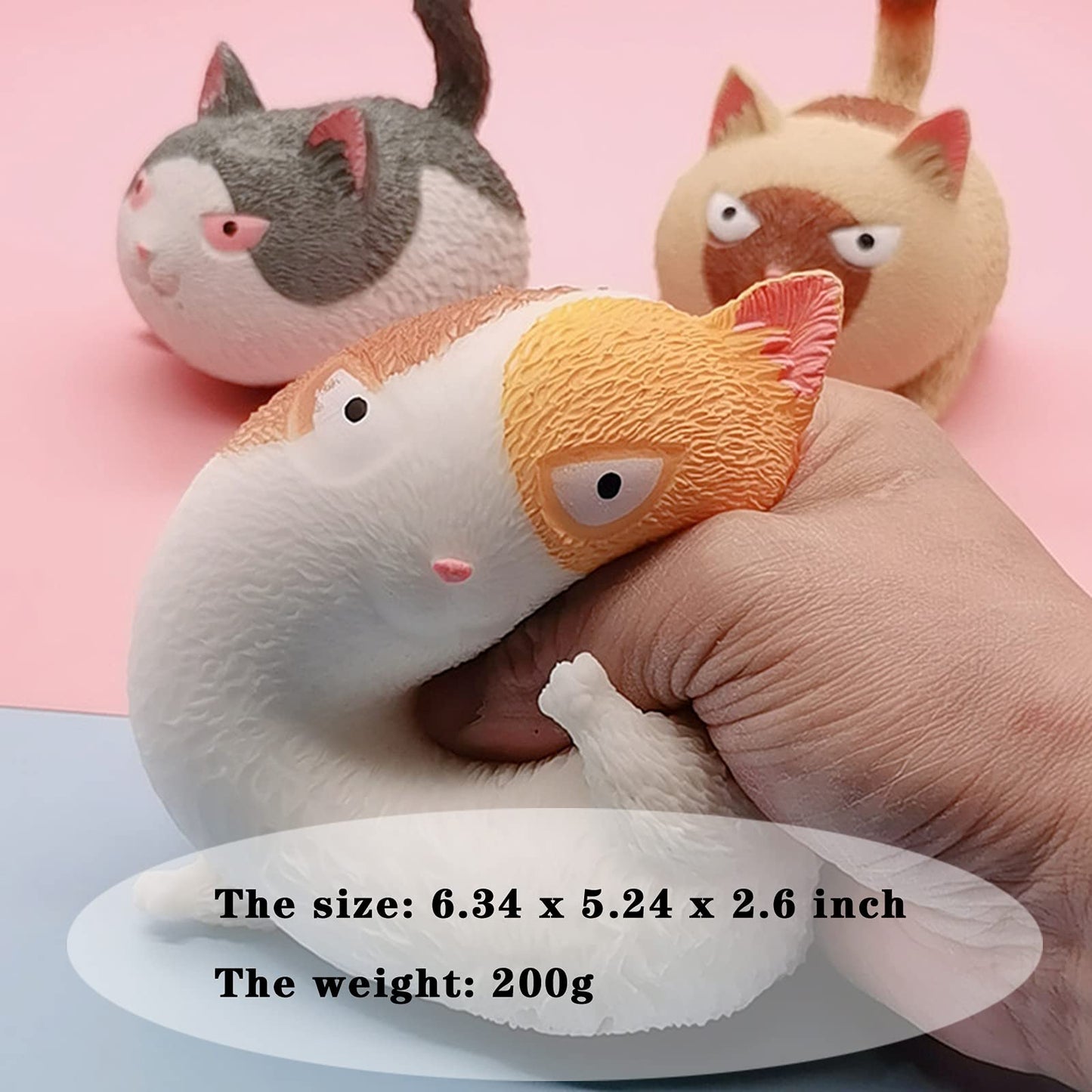 Squishy Fidget Sensory Stress Cat-Shaped Toys for Children mature-themeds Teens Kids  Decompression Squeeze Relief Calming Toys for Kids and mature-themeds Anxiety Relief (White)