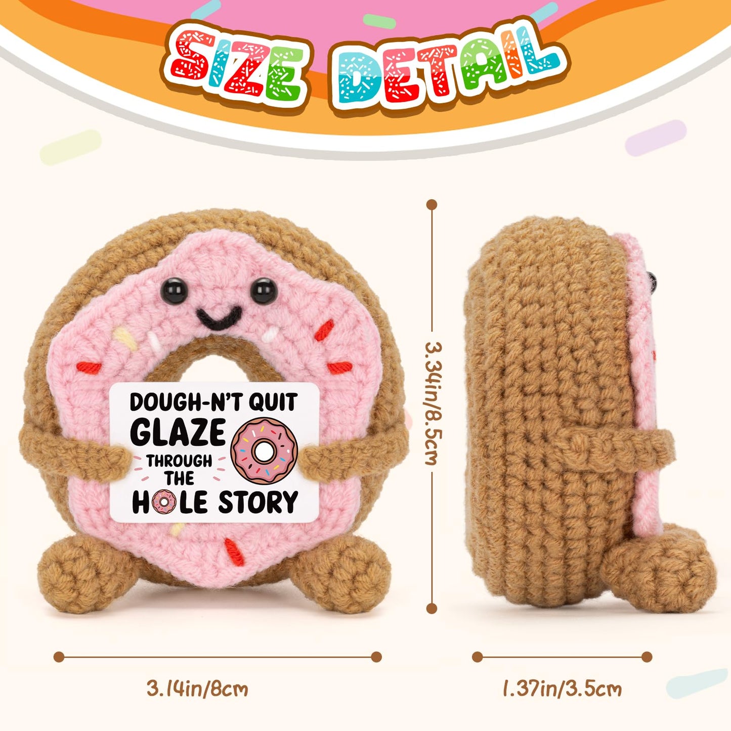 A Aifamy Funny Positive Doughnut, Emotional Cute Crochet Potato Partner Toy With Positive Card Cheer Up Funny Gifts For Best Fri