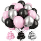 Paready Pink and Black Balloons, 30 Pcs, 12 Inch Latex Balloons for Birthday, Baby Shower, Wedding, Graduation Decor
