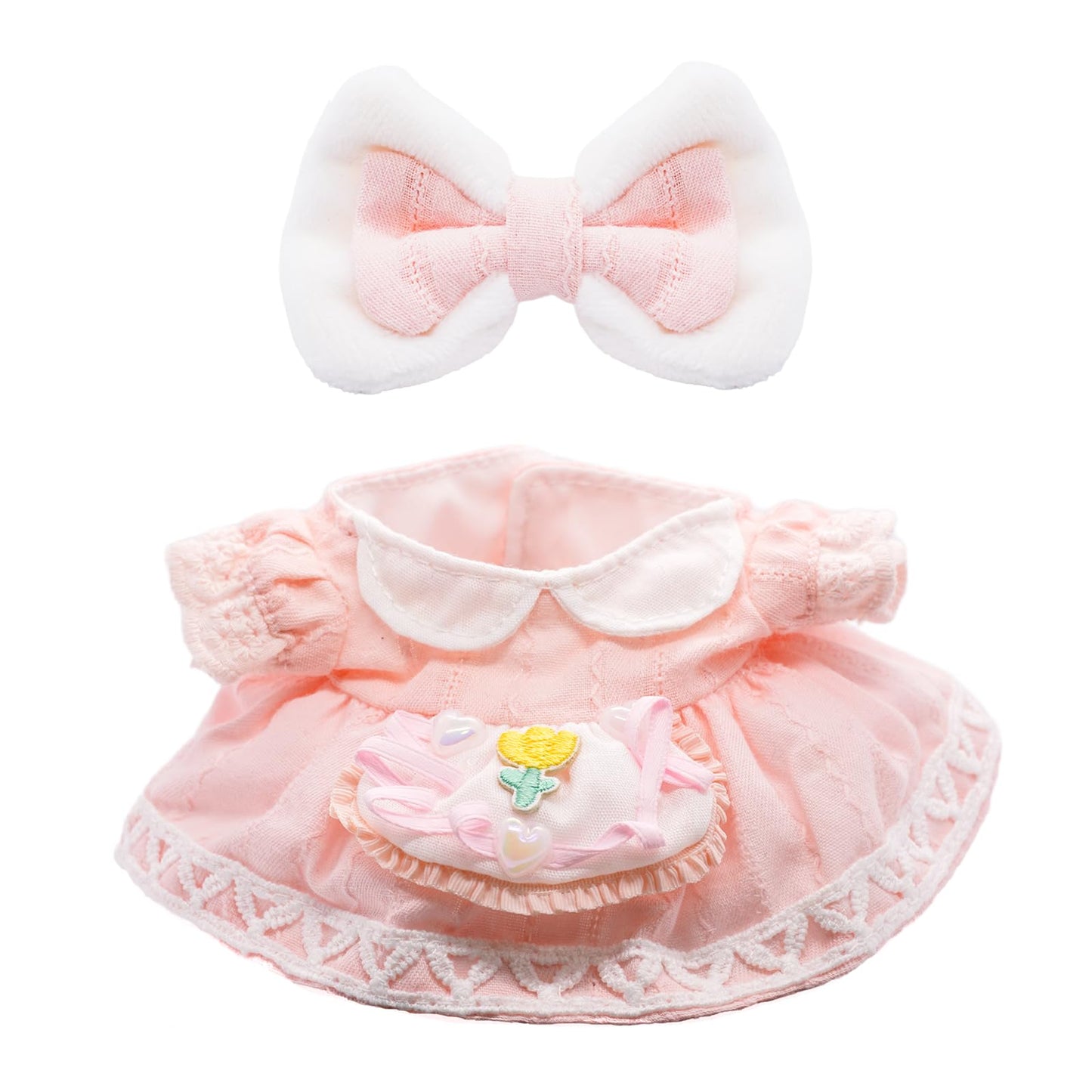 LYBHYQTII Clothes for 17cm Dolls Pink Cute Style 3 Piece Set Including a Bow  Dress and Rabbit Bag  Fashion Dolls Outfit with enhanced Dolls Accessories for Play & Display - No Doll