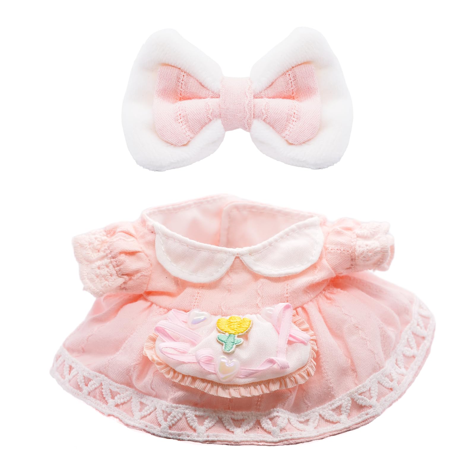 LYBHYQTII Clothes for 17cm Dolls Pink Cute Style 3 Piece Set Including a Bow  Dress and Rabbit Bag  Fashion Dolls Outfit with enhanced Dolls Accessories for Play & Display - No Doll