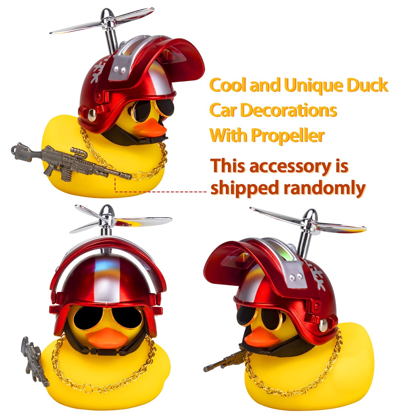 Wonuu Rubber Yellow Duck Car Ornaments Cool Duck Car Dashboard Decorations With Propeller Helmet Sunglasses (Snowflake-Yellow G)