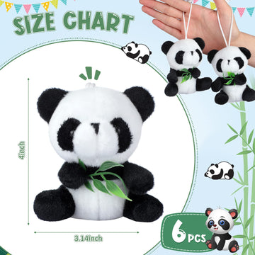Aoriher 6 Pcs Mini Panda Plush Toy 4 Inch Cute Plush Panda Stuffed Animals Hanging Pendant Ornament For Boy Girl Gift Birthday D
