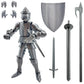 enttgo Fine 3D Printed 8.95-inch Medieval Knight T13 Figure, Full Body Mechanical Movable Toy, Metallic Silver Craft Toy, Table 